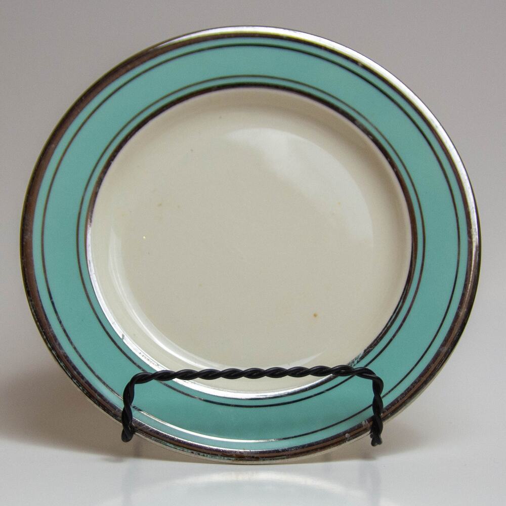 Vintage Blue Sliver SMITH & TAYLOR Bread Butter Plate Earthenware China USA Made